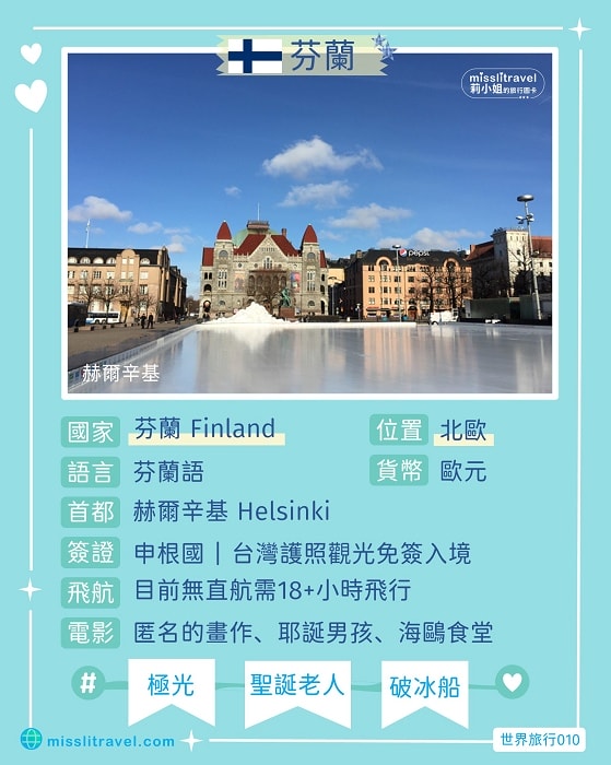 【芬蘭】1張圖卡秒懂芬蘭自由行8大旅遊資訊和電影推薦 - 第1張圖
